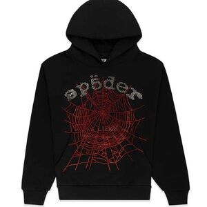 SP5DER RHINESTONE OG Web V2 Hoodie Black Large